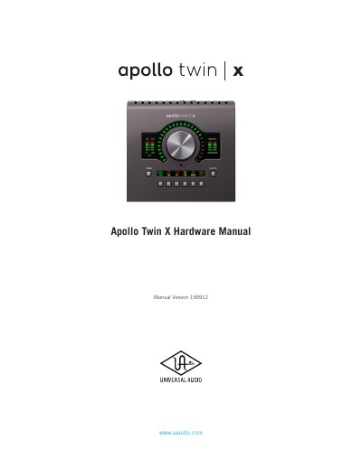 Universal Audio Apollo Twin X Hardware Manual - cover page