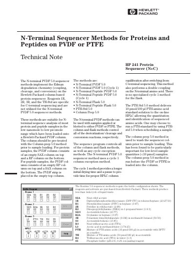 HP 241 Protein Sequencer N+C Service Manual - cover page