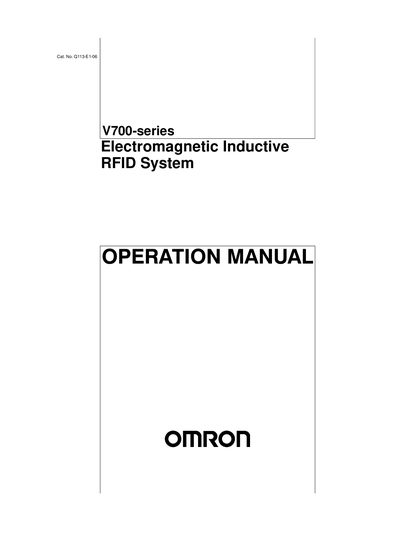 Omron V700-series Electromagnetic Inductive RFID System Operation Manual - cover page
