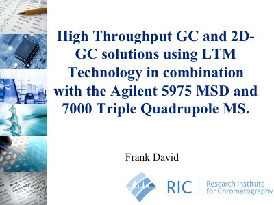 Agilent High Throughput GC and 2D-GC Solutions Using LTM Technology with Agilent 5975 MSD 7000 Triple Quadrupole MS Appl - cover page