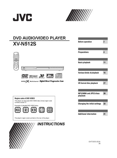 JVC XV-N512S DVD Audio/Video Player User Manual - cover page