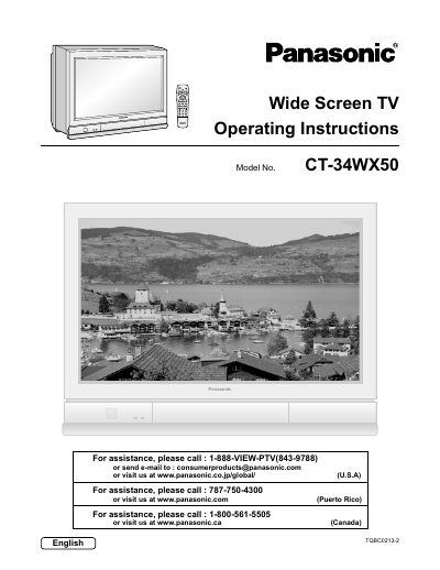 Panasonic CT-34WX50 Wide Screen TV Operating Instructions - cover page