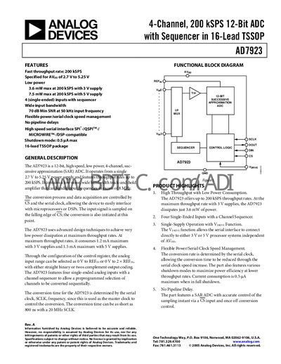 Analog Devices AD7923 Datasheet - cover page