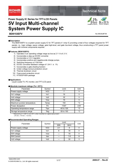 ROHM BD8153EFV Datasheet - cover page
