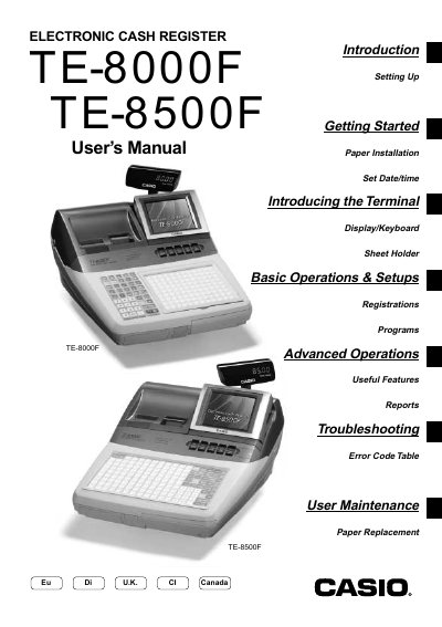 Casio TE-8000F/8500F User Manual - cover page