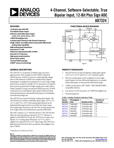 Analog Devices AD7324 Product Handbook - cover page
