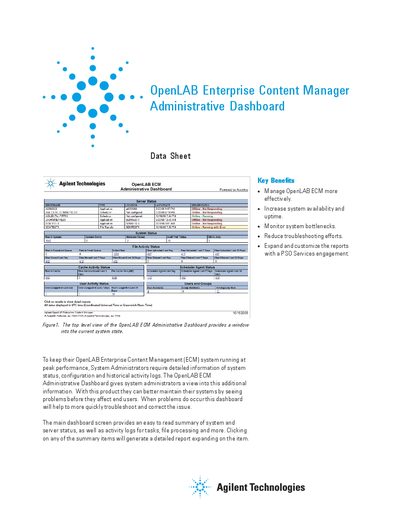 Agilent OpenLAB ECM Administrative Dashboard Datasheet - cover page