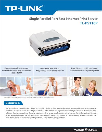 TP-Link TL-PS110P Print Server Installation Guide - cover page