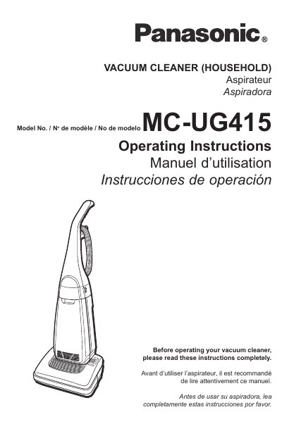 Panasonic MC-UG415 Vacuum Cleaner Operating Instructions - cover page