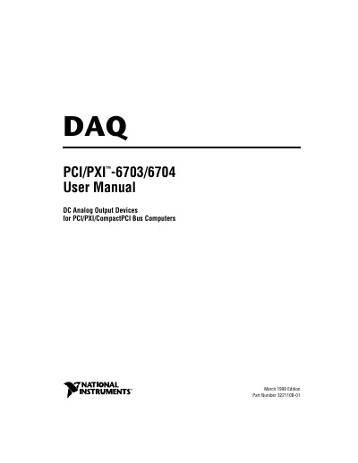 National Instruments PCI/PXI-6703/6704 User Manual - cover page