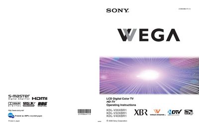 SONY XDL-V26XBR1/V32XBR1/V40XBR1 Manual - cover page
