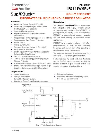 International Rectifier IR3843WMPbF Datasheet - cover page