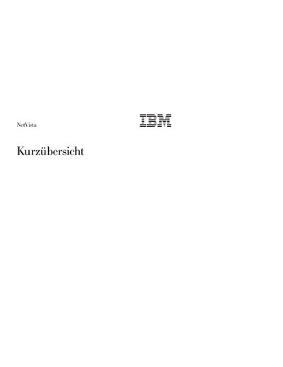 IBM NetVista Quick Reference Manual - cover page