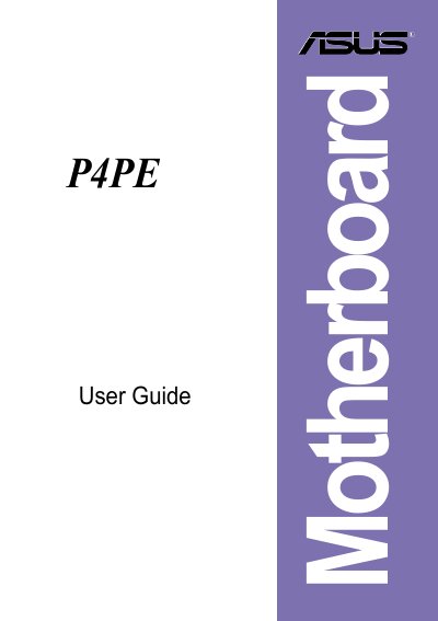 ASUS P4PE Motherboard User Guide - cover page