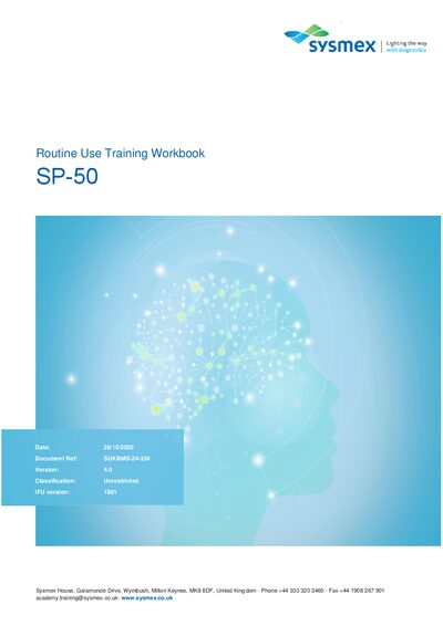 Sysmex SP-50 Blood Cell Analyzer Training Workbook