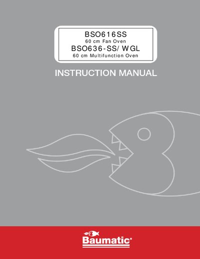 Baumatic BSO616SS / BSO636-SS/WGL Fan Oven User Manual - cover page