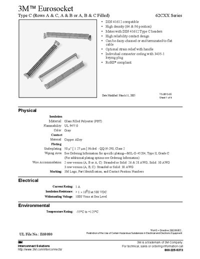 3M 62CXX Series Datasheet - cover page