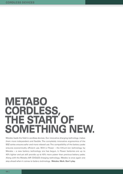Metabo Cordless Tools and Battery Product Leaflet - cover page