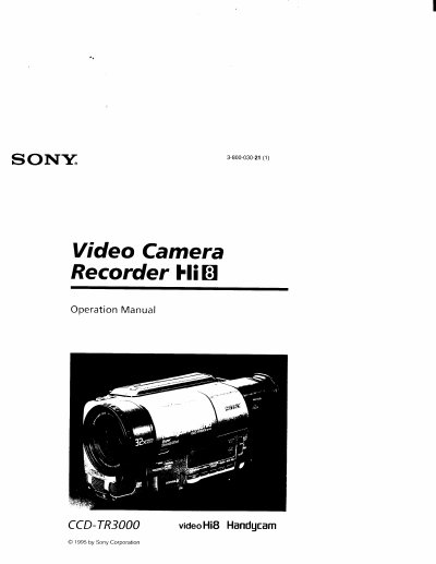 Sony CCD-TR3000 Camcorder User Manual