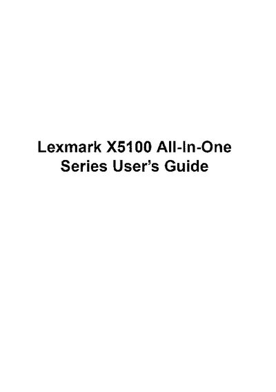 Lexmark X5100 All-In-One User's Guide - cover page