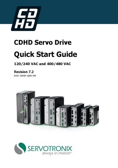 Servotronix CDHD Servo Drive Quick Start Guide - cover page