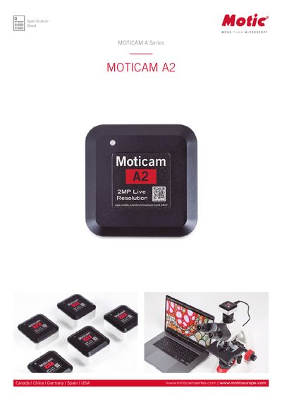 MOTICAM A2 Camera Specification Sheet - cover page