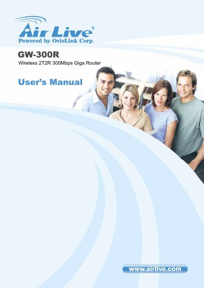 AirLive GW-300R Wireless 2T2R 300Mbps Giga Router User Manual - cover page