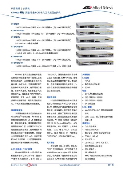 Allied Telesis AT-9400 Series Switch User Manual - cover page