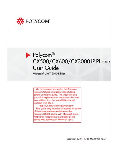Polycom CX500/CX600/CX3000 IP Phone User Guide - cover page