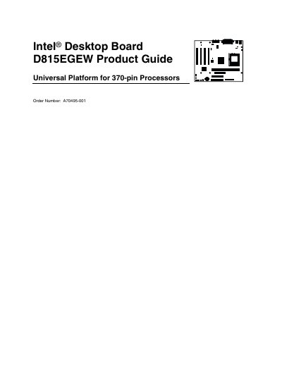 Intel D815EGEW Desktop Board User Manual - cover page