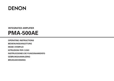 Denon PMA-500AE Integrated Amplifier Operating Instructions - cover page