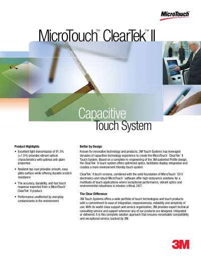 3M MicroTouch ClearTek II Capacitive Touch System Manual - cover page