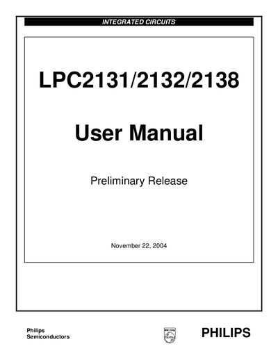 Philips LPC2131/2132/2138 Preliminary Release User Manual - cover page