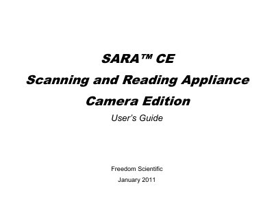 Freedom Scientific SARA CE Scanning and Reading Appliance Camera Edition User's Guide - cover page
