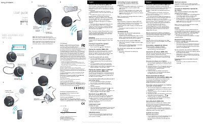sony ericsson Wireless stereo loudspeaker MBS-400 MBS-200 MpS-400 Manual - cover page