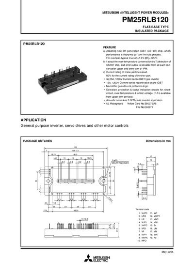 Mitsubishi PM25RLB120 Intelligent Power Module User Manual - cover page