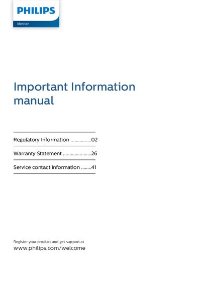 Philips Monitor Regulatory and Warranty Information - cover page