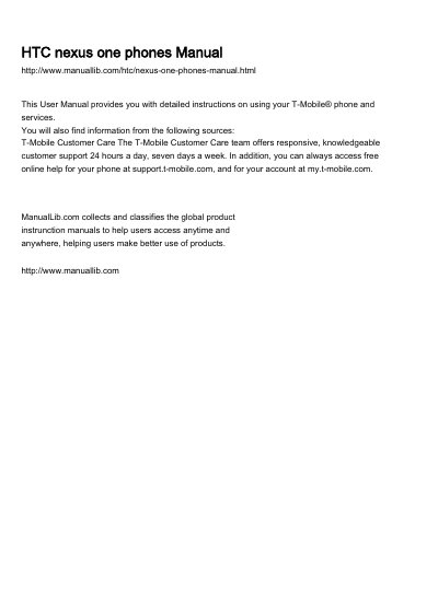 HTC Nexus One User's Guide - cover page