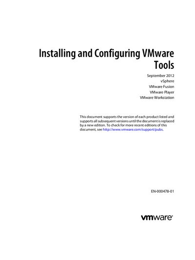 VMware Tools Installation and Configuration Guide - cover page