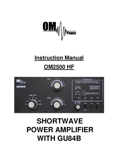 OM OM2500 HF Shortwave Power Amplifier User Manual - cover page