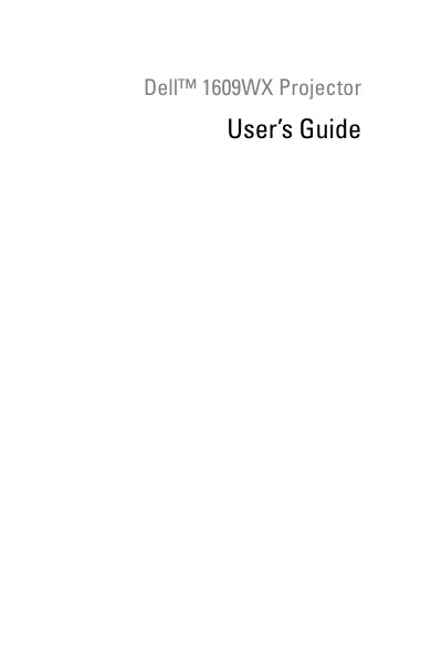 Dell 1609WX Projector User's Guide - cover page