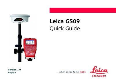Leica GS09 Quick Start Guide - cover page