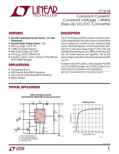 Linear Technology LT1618 Step-Up DC/DC Converter Handbook - cover page