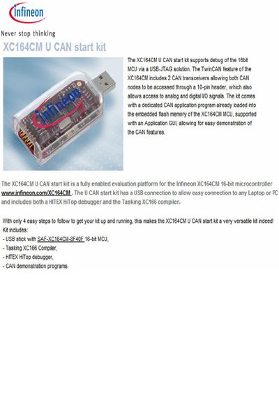 Infineon XC164CM U CAN Start Kit User Manual