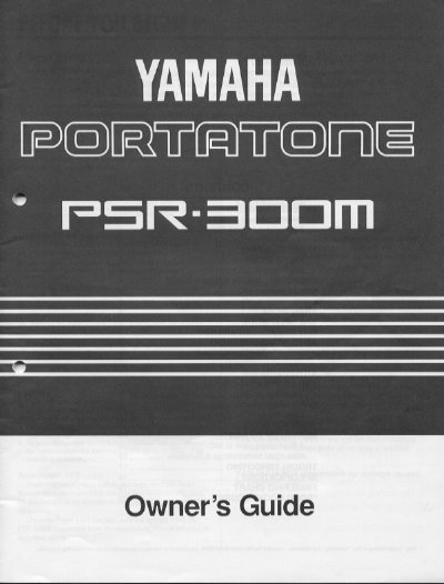 Yamaha PSR-300M PortaTone Owner's Guide - cover page