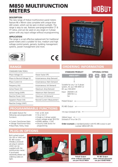 Hobut M850 Multifunction Meter Manual - cover page