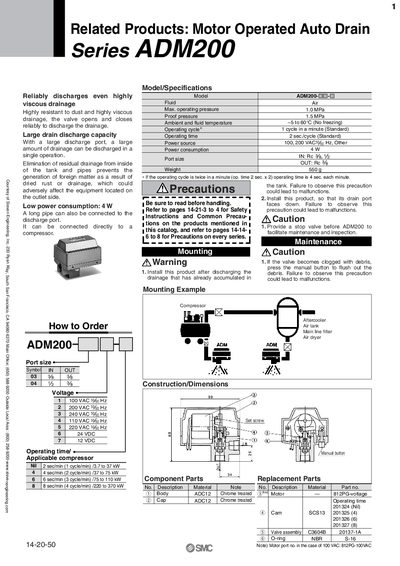 ADM200 Motor Operated Auto Drain Product Leaflet - cover page