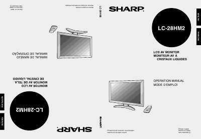 Sharp LC-28HM2 LCD Monitor Operation Manual