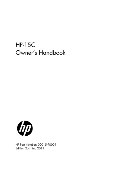 HP 15C Scientific Calculator User Manual - cover page