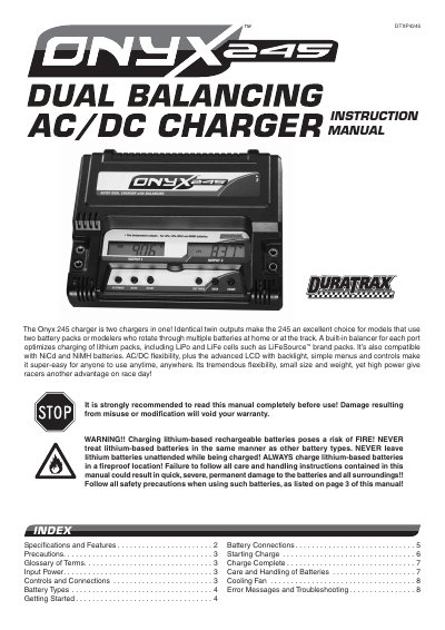Duratrax Onyx 245 Dual Charger User Manual - cover page